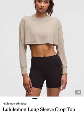 Lululemon Cropped Longsleeve - Olive/Tan